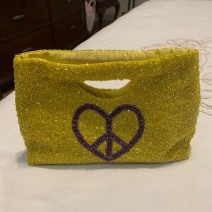 Moyno New York Vintage Yellow & Purple Sequins Beads Clutch Purse